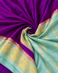 Aqua & Purple Mysore Semi Silk Saree