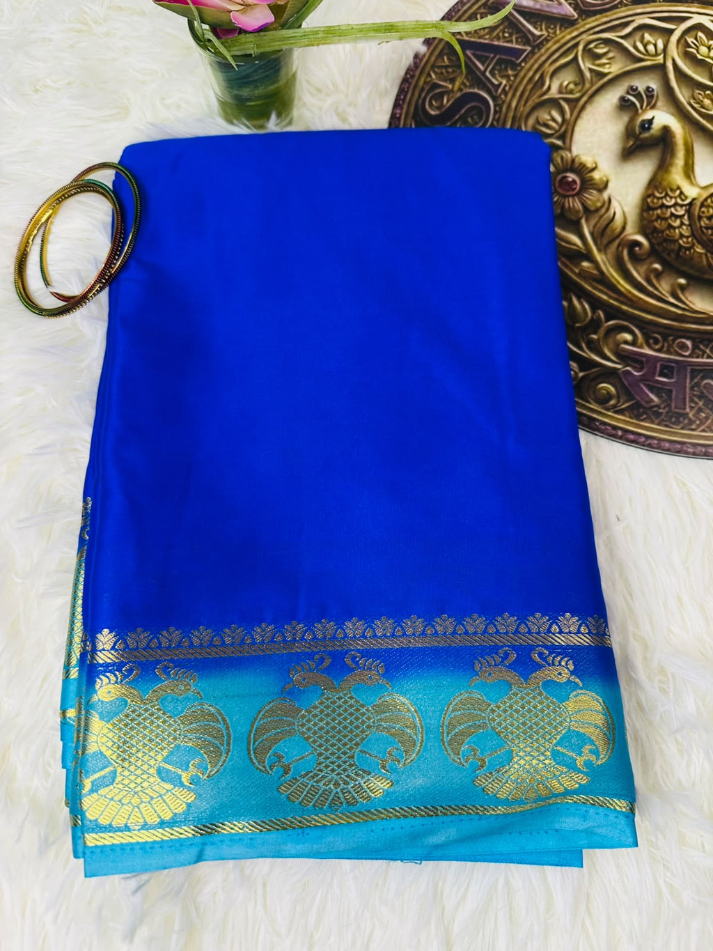 Mysore Silk Saree with Gandaberunda Motif | Traditional Indian Diwali Saree