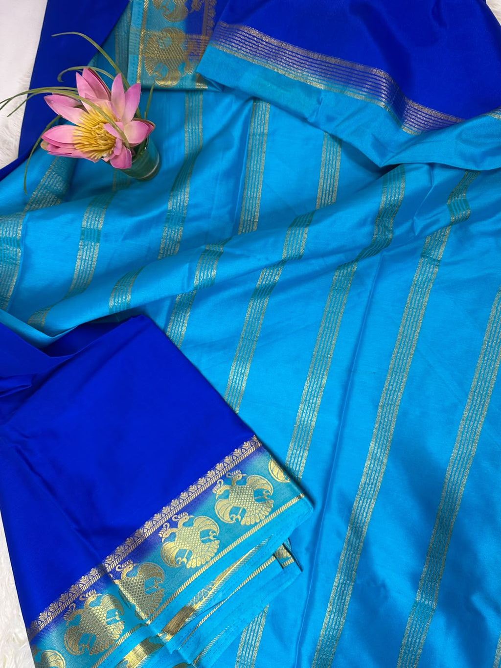 Mysore Silk Saree with Gandaberunda Motif | Traditional Indian Diwali Saree