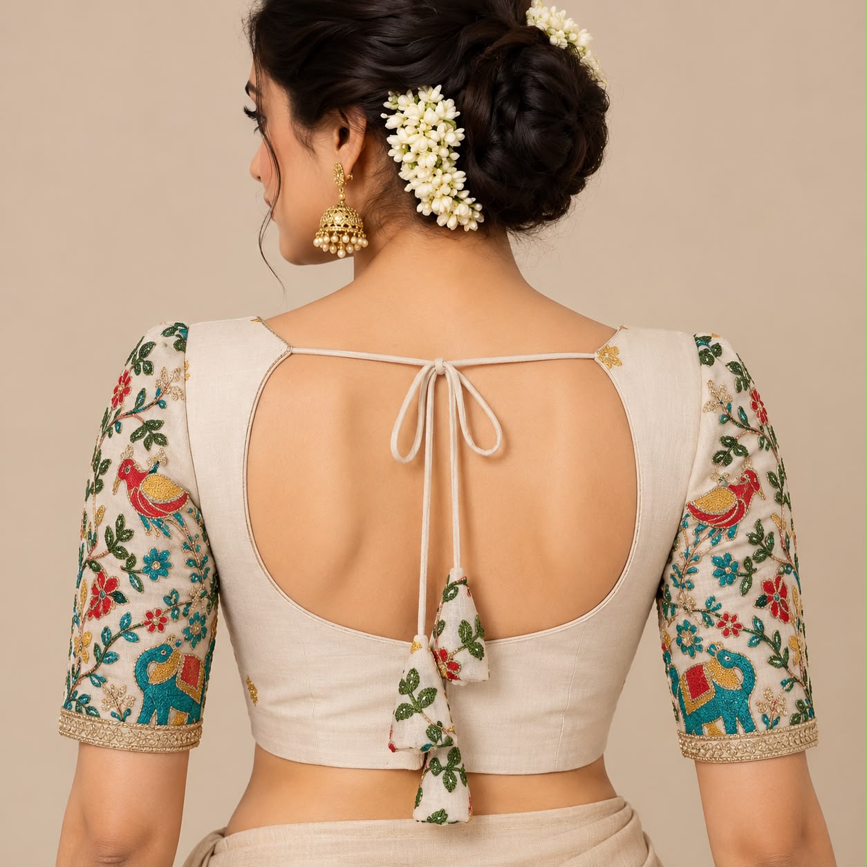 Ivory Embroidered Cotton Blouse