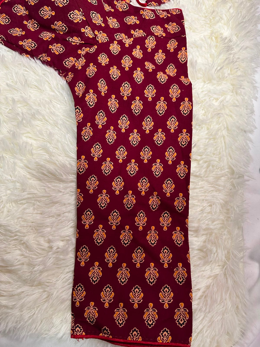 Maroon Printed Cotton Blouse