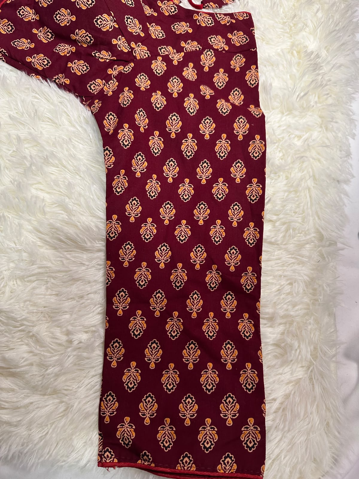 Maroon Printed Cotton Blouse