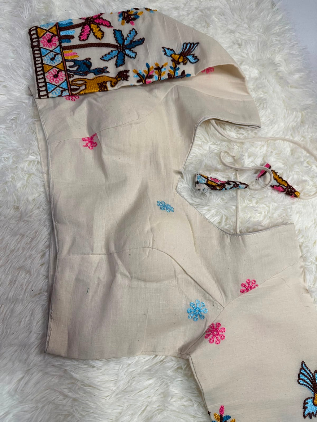 Ivory Embroidered Cotton Blouse