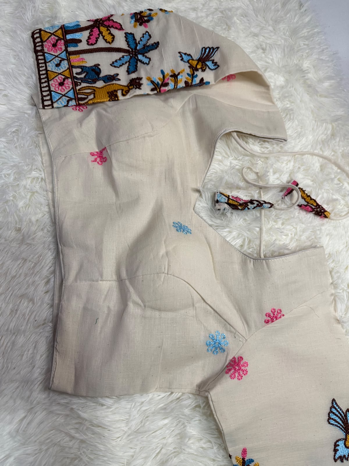 Ivory Embroidered Cotton Blouse