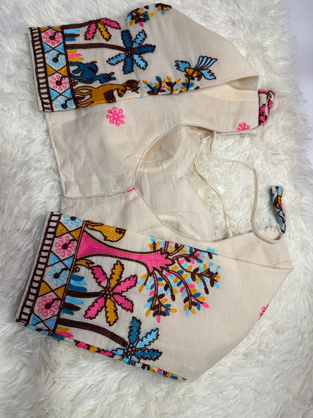 Ivory Embroidered Cotton Blouse