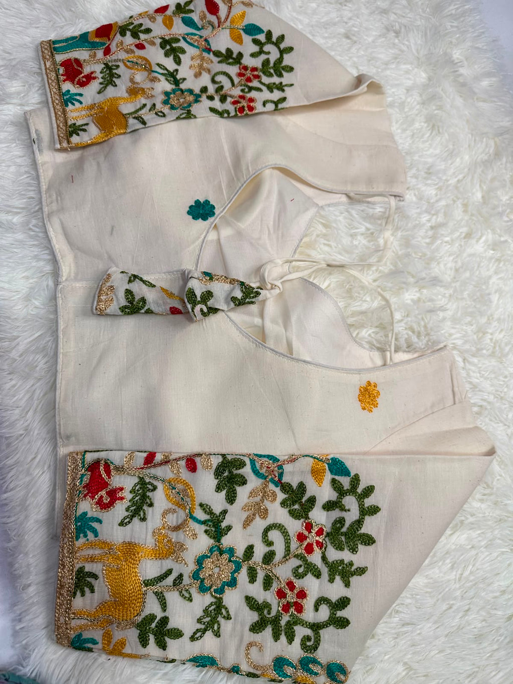 Ivory Embroidered Cotton Blouse