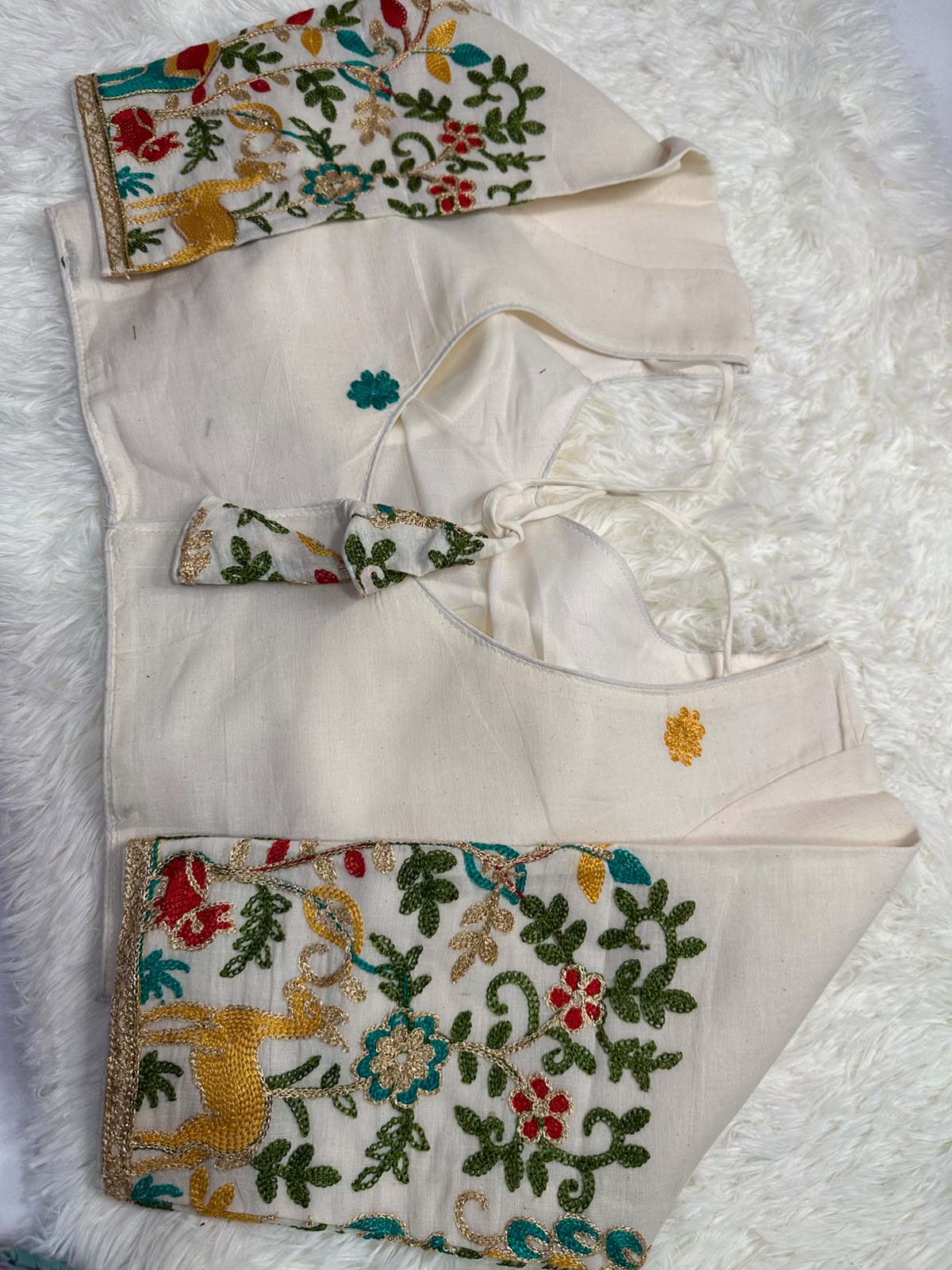 Ivory Embroidered Cotton Blouse