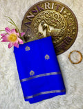 Royal Blue Semi-Silk Mysore Saree with Gold Woven Motifs