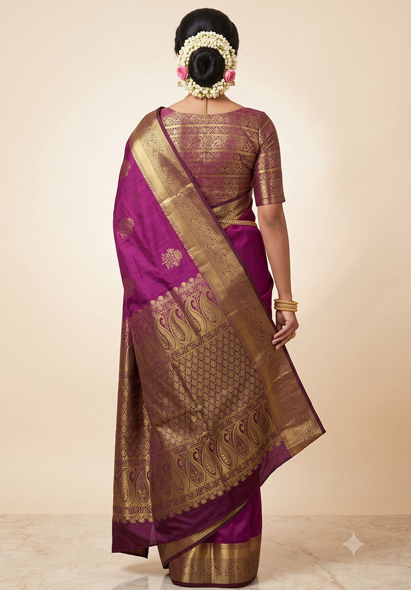 Kamalika Magenta Gold Zari Saree