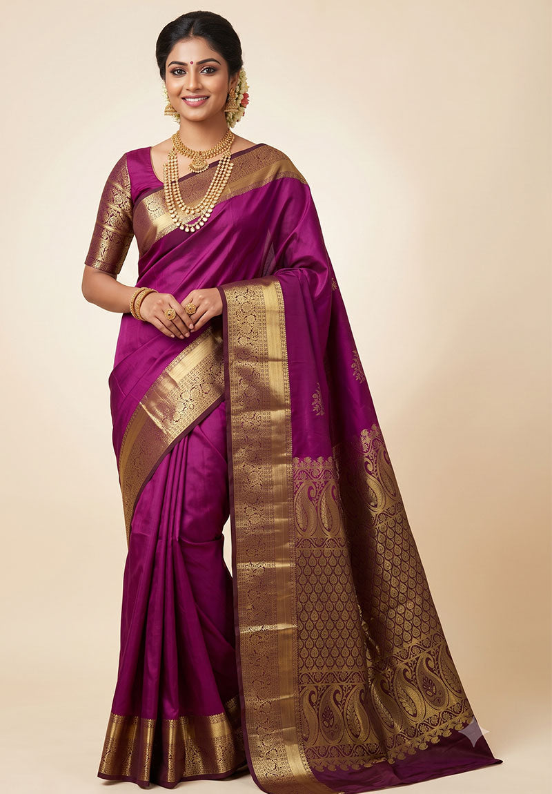 Kamalika Magenta Gold Zari Saree