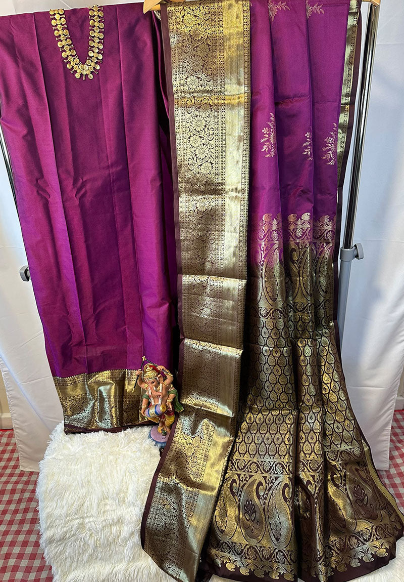 Kamalika Magenta Gold Zari Saree