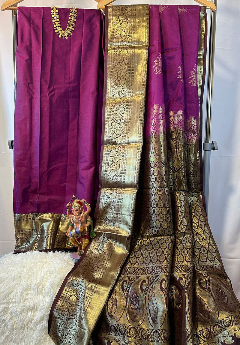 Kamalika Magenta Gold Zari Saree