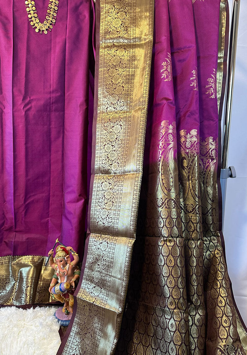 Kamalika Magenta Gold Zari Saree