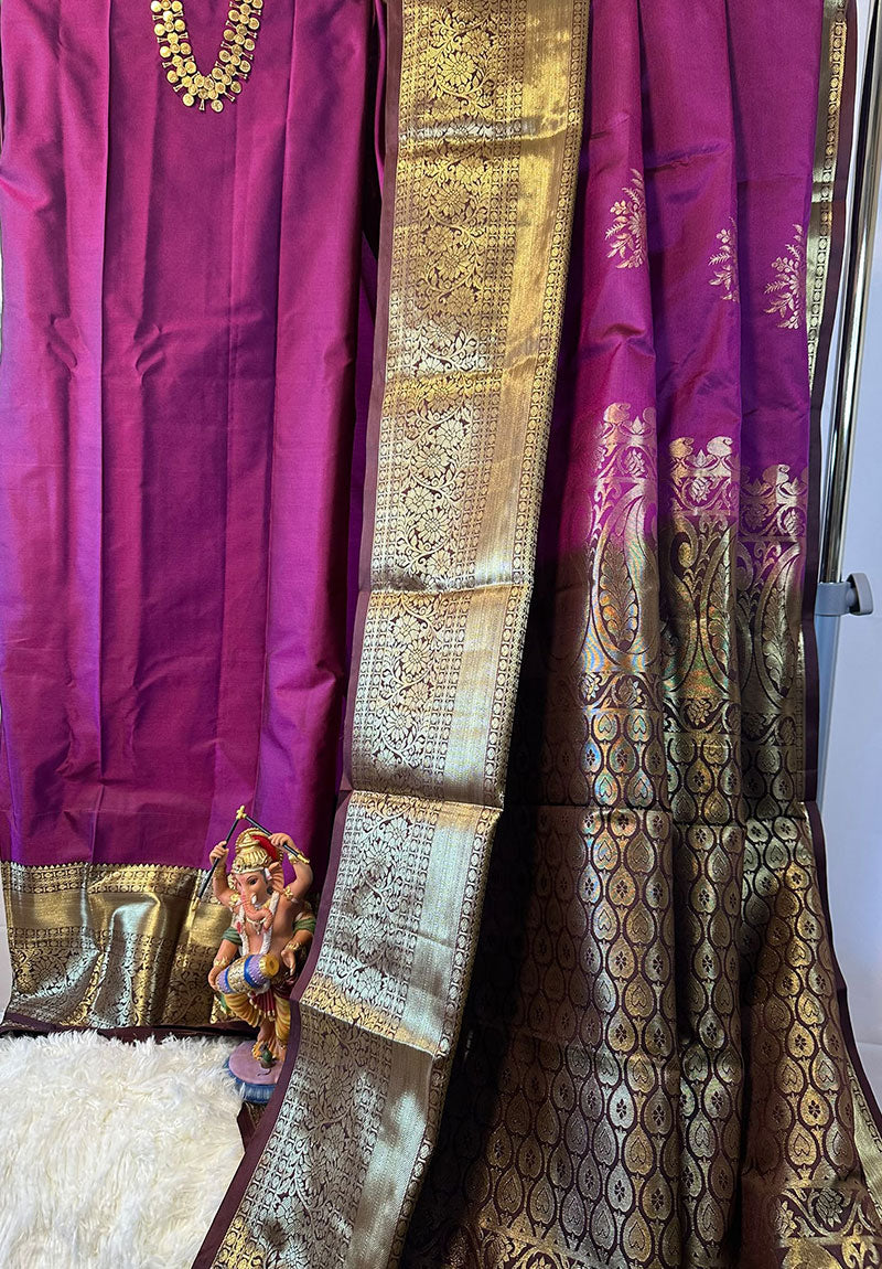 Kamalika Magenta Gold Zari Saree